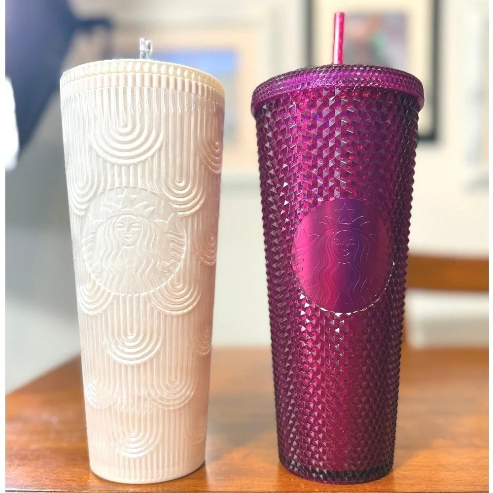 LOT Starbucks 24oz Venti Tumbler Purple Studded White Shell Arches 2022 Starbies